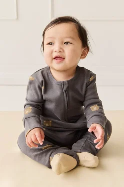 Organic Cotton Reese Zip Onepiece - Bobbie Bears Black Oyster