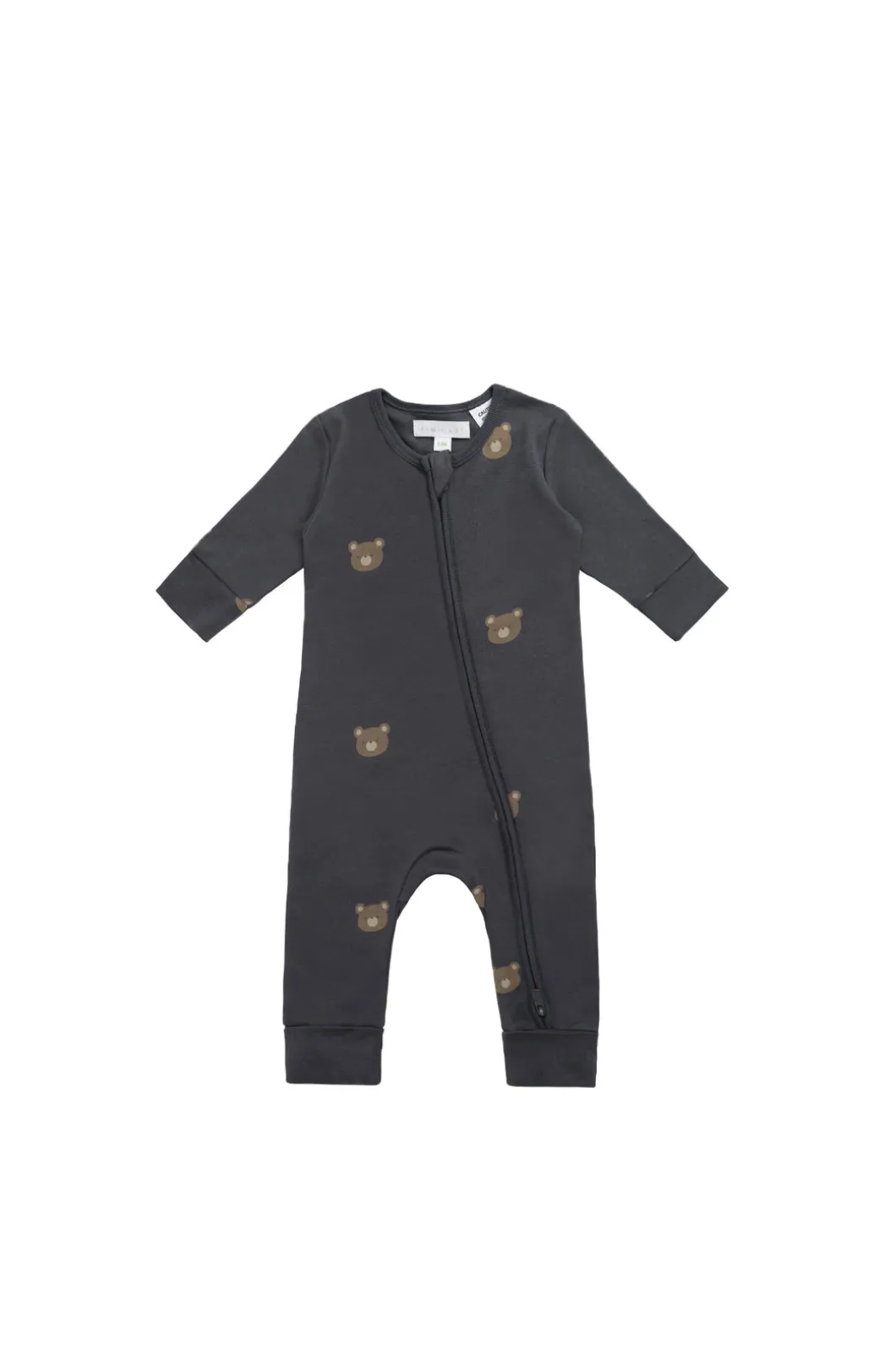 Organic Cotton Reese Zip Onepiece - Bobbie Bears Black Oyster
