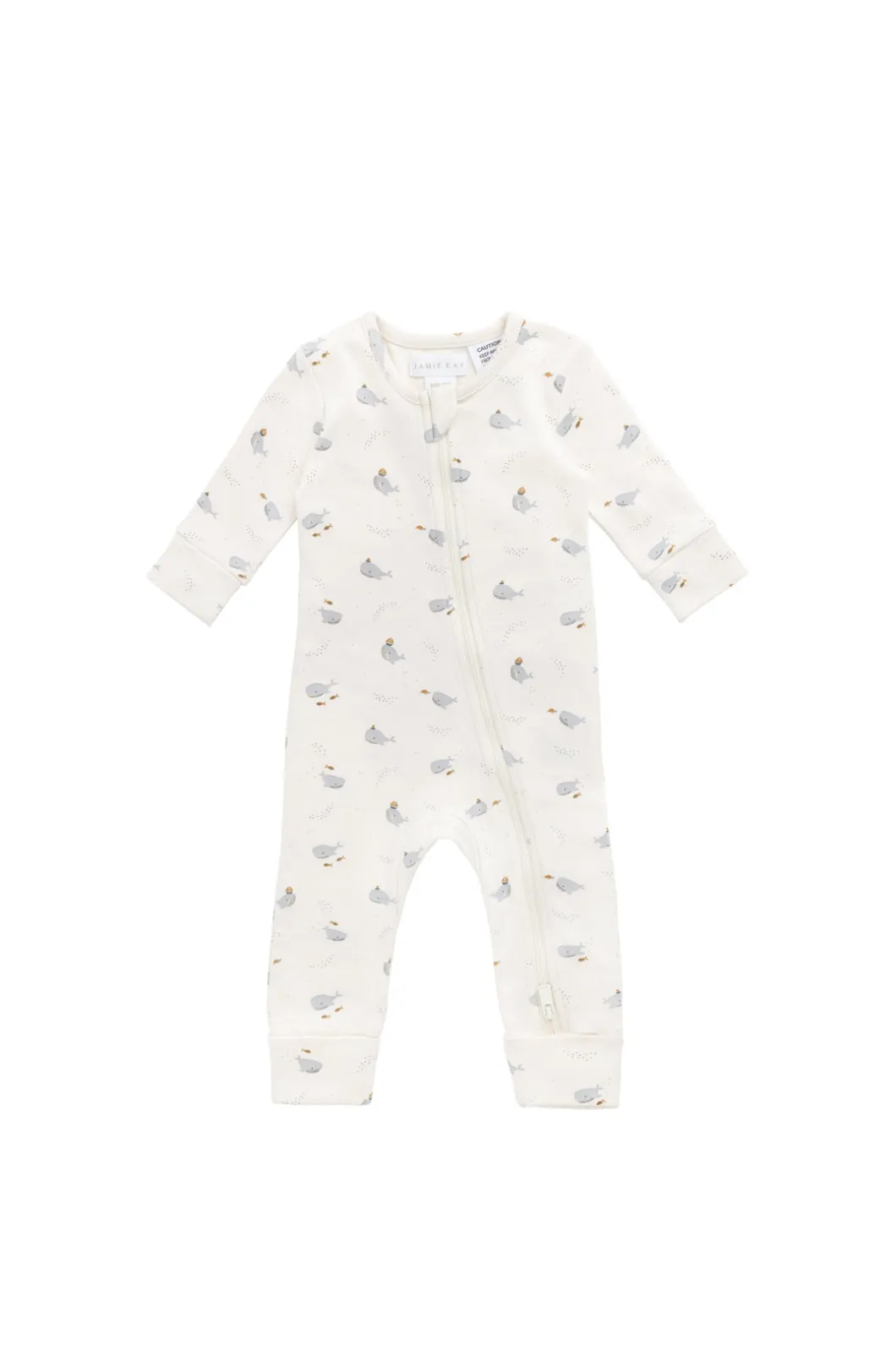 Organic Cotton Reese Zip Onepiece - Whales