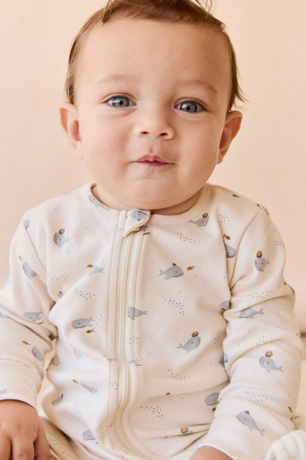 Organic Cotton Reese Zip Onepiece - Whales