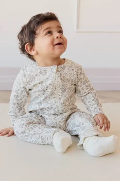 Organic Cotton Reese Zip Onepiece - Garden Bunnies Tofu