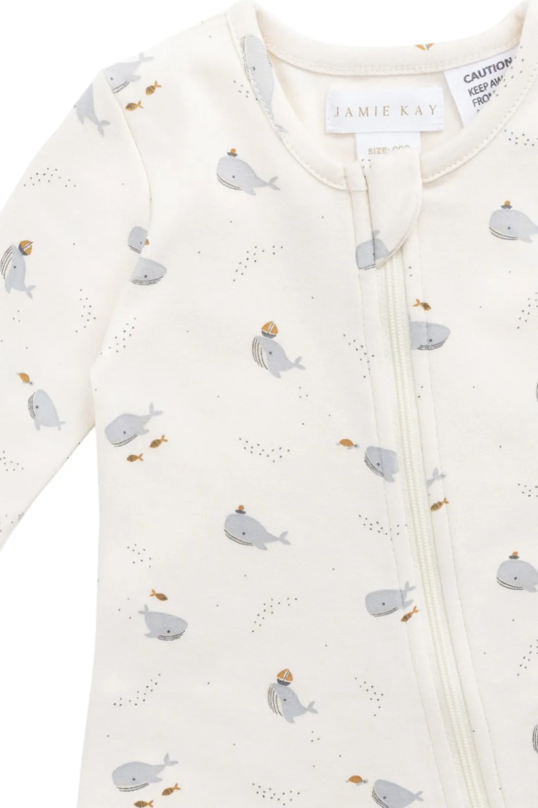 Organic Cotton Reese Zip Onepiece - Whales