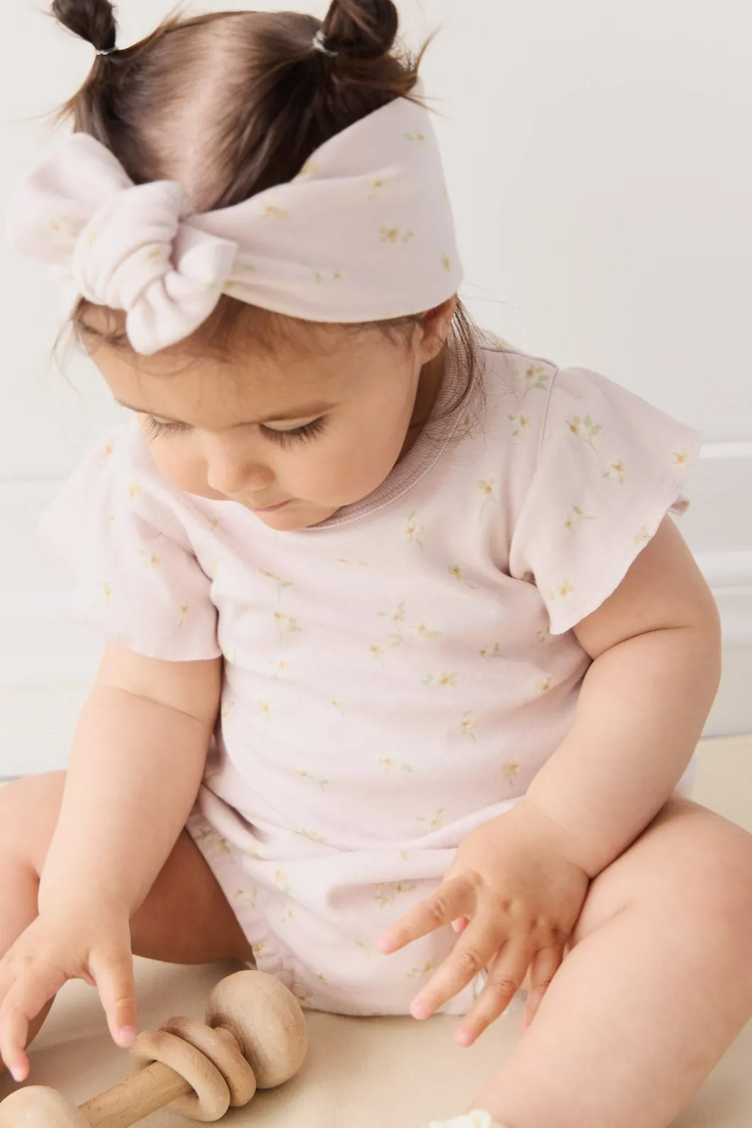Organic Cotton Sage Onepiece - Simple Flowers Lilac