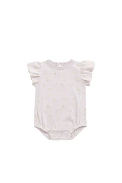 Organic Cotton Sage Onepiece - Simple Flowers Lilac