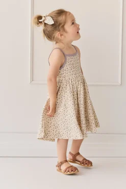 Organic Cotton Samantha Dress - Blueberry Field Raindrops
