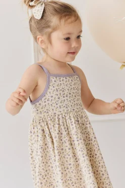 Organic Cotton Samantha Dress - Blueberry Field Raindrops