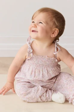 Organic Cotton Summer Playsuit - Chloe Mauve