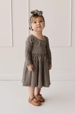Organic Cotton Tallulah Dress - Mini Gingham Bistre