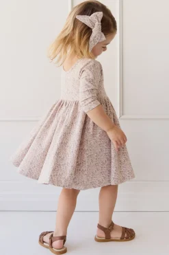 Organic Cotton Tulip Dress - Amber Floral Lilac Ash