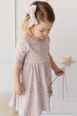 Organic Cotton Tulip Dress - Amber Floral Lilac Ash