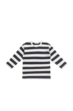 Pima Cotton Arnold Long Sleeve Top - Wide Stripe Solar System/Cloud