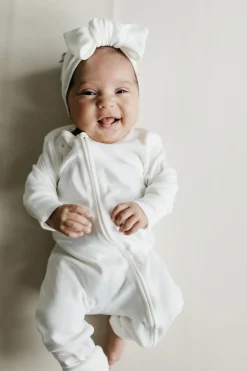 Pima Cotton Frankie Zip Onepiece - Milk