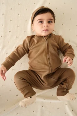 Pima Cotton Frankie Zip Onepiece - Cream Caramel