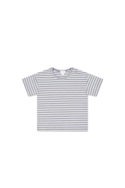 Pima Cotton Hunter Tee - Narrow Stripe Dawn/Cassava