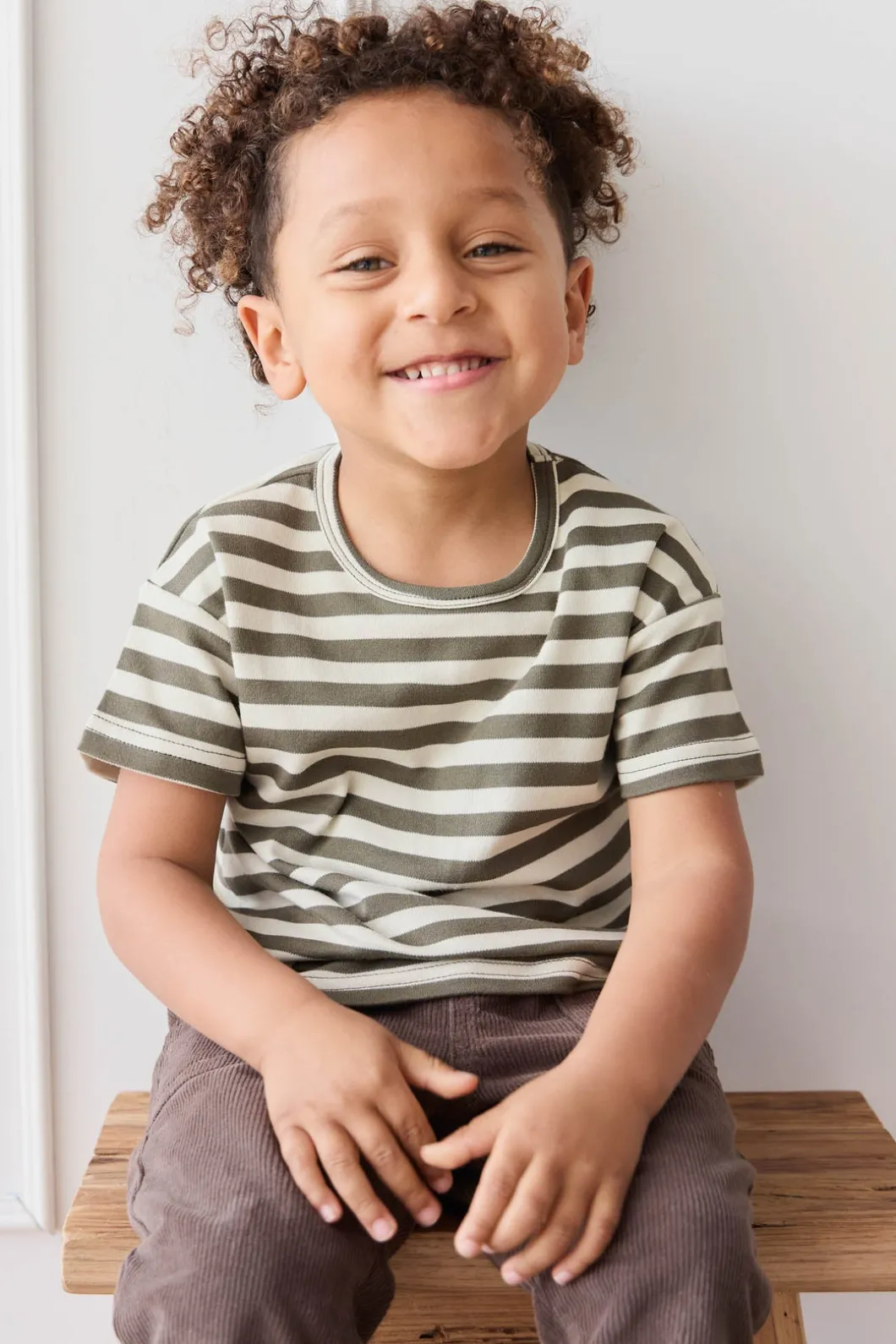 Pima Cotton Hunter Tee - Oliver Stripe Pinecone/Cassava