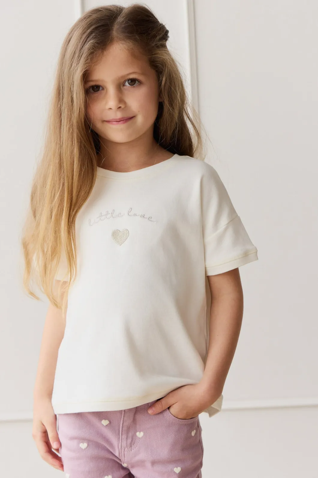 Pima Cotton Mimi Top - Parchment Little Love Violet