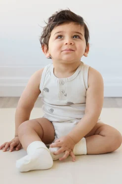 Pima Cotton Noah Playsuit - Henry Hedgehog Birch