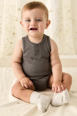 Pima Cotton Noah Playsuit - Dark Coffee/Vintage Taupe