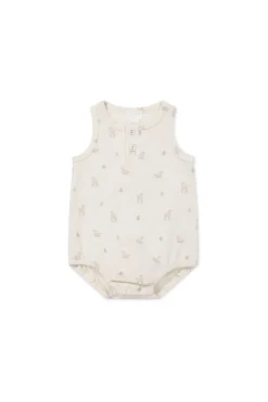 Pima Cotton Noah Playsuit - Fable Deer Cloud
