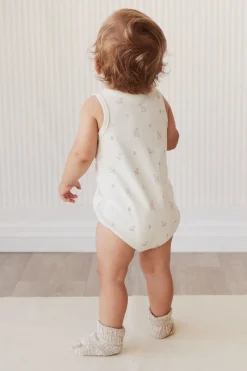Pima Cotton Noah Playsuit - Fable Deer Cloud