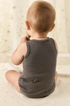 Pima Cotton Noah Playsuit - Dark Coffee/Vintage Taupe