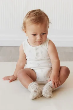 Pima Cotton Noah Playsuit - Fable Deer Cloud