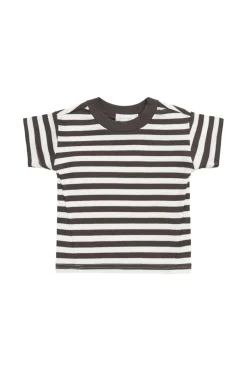 Pima Cotton Otis Tee - Essential Stripe Cloud/Dark Coffee