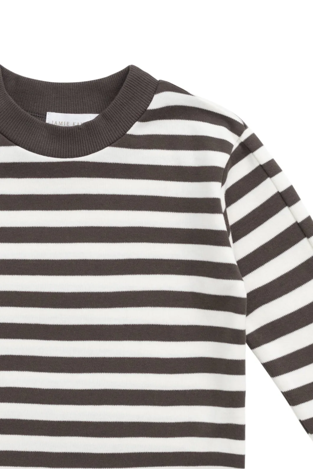 Pima Cotton Pedro Long Sleeve Tee - Essential Stripe Cloud/Dark Coffee