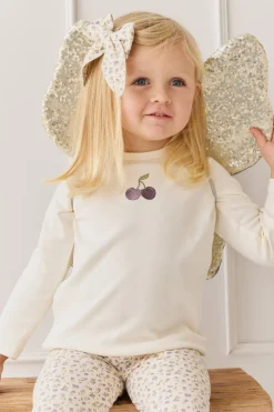 Pima Cotton Vinny Long Sleeve Top - Egret Cherry Love Lilac