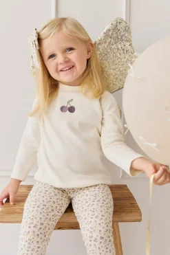 Pima Cotton Vinny Long Sleeve Top - Egret Cherry Love Lilac