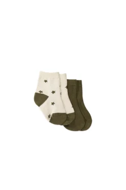 2PK Sock - Twinkle Toes Deep Olive/Deep Olive