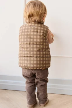 Rudi Puffer Vest - Gingham Shitake